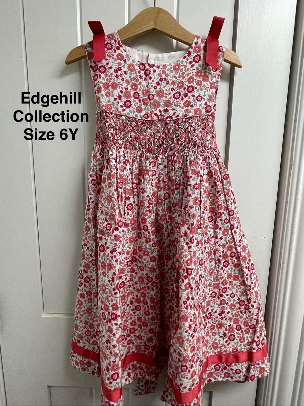 Edgehill Collection Girls' White and Pink Floral Smocked Sundress